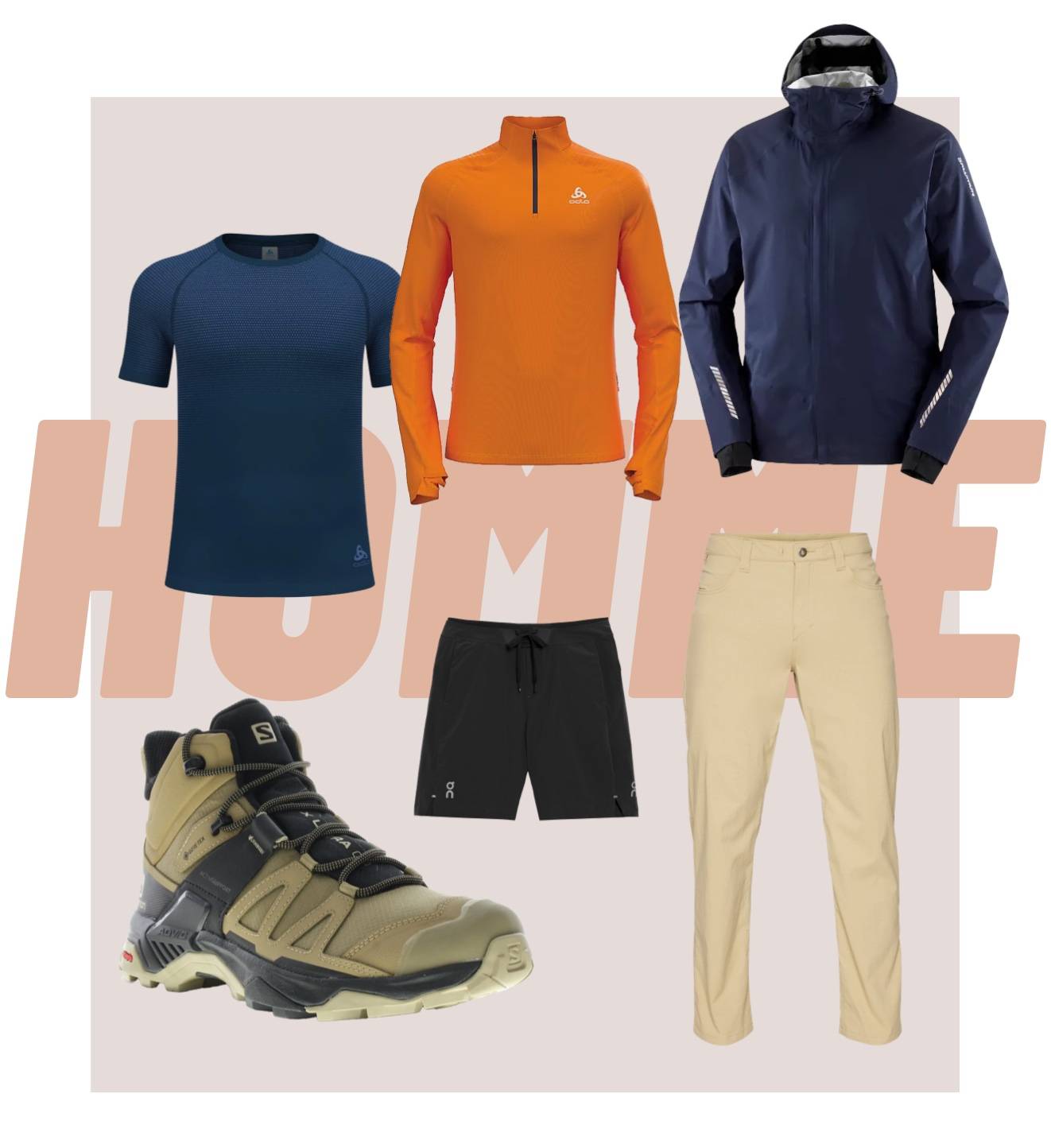 équipements sport randonnée homme t-shirt manche longue veste shorts pantalons collants chaussures