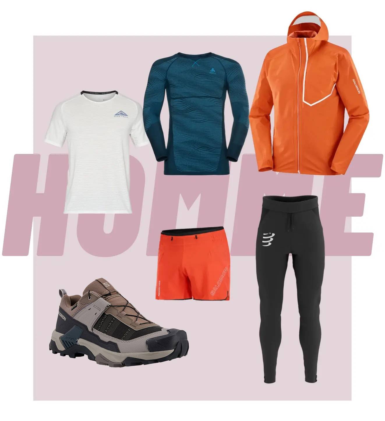 équipements sport trail homme t-shirt manche longue veste shorts pantalons collants chaussures