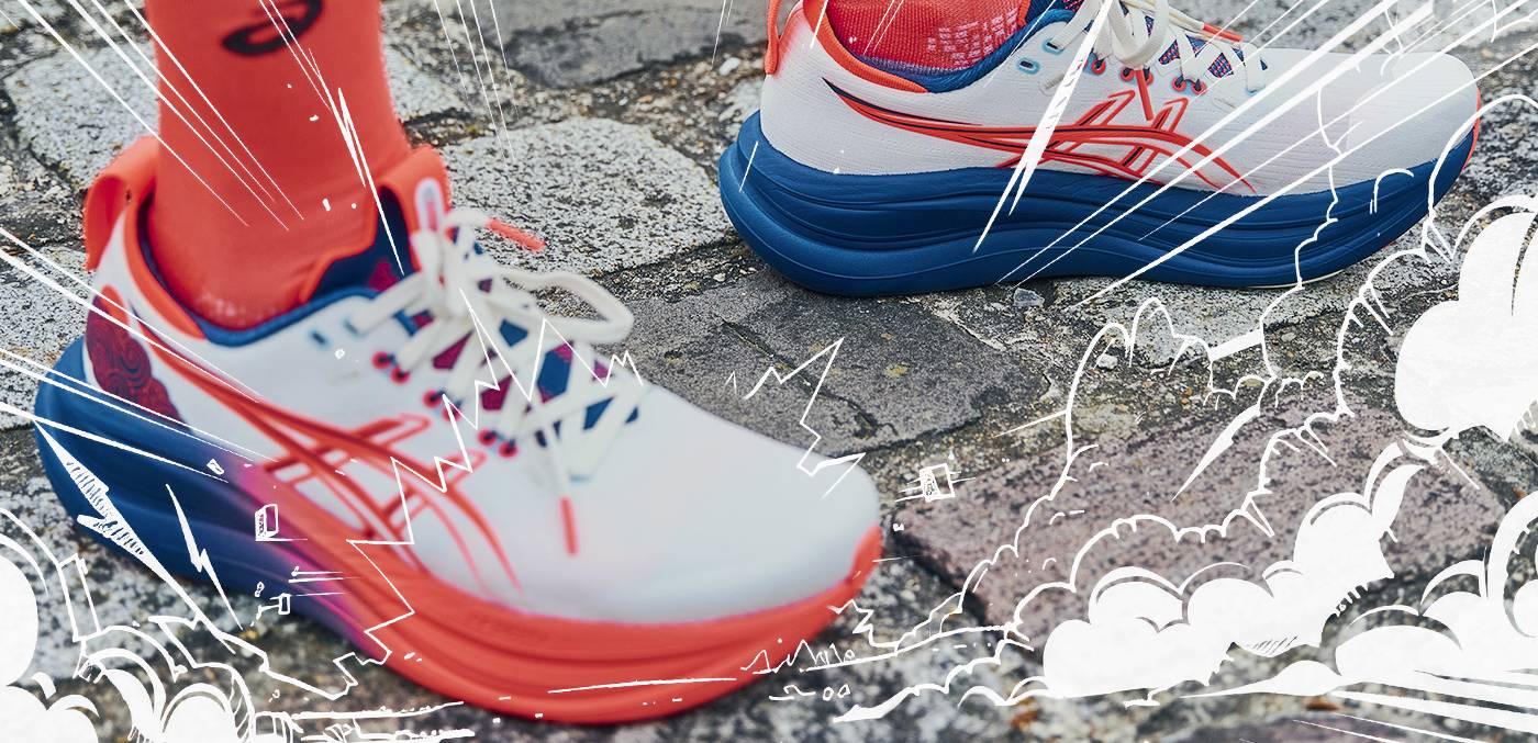 asics gel nimbus 28 i-run runrise runset