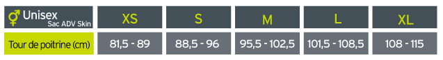 Guide des tailles Salomon Sac ADV Skin Unisexe - Grille 2